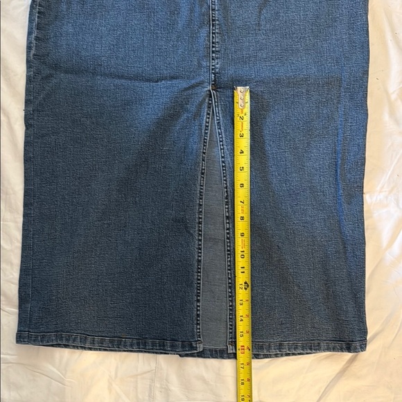 Cleo Blue Stretch Denim Maxi Skirt with back slit. Size 12. - Picture 7 of 7